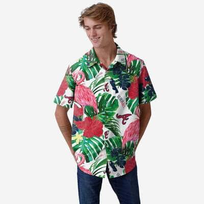 Atlanta Braves Hawaiian Shirt Flamingo Palm Leaves Pattern