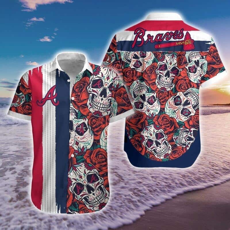 Trending Atlanta Braves Hawaiian Shirt Skull And Roses Pattern