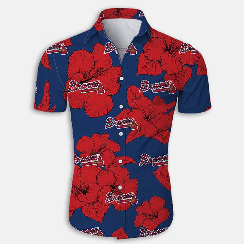 MLB Atlanta Braves Hawaiian Shirt Hibiscus Flower Pattern