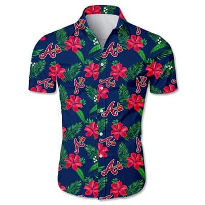 Atlanta Braves Hawaiian Shirt Red Hibiscus Pattern Gift For Baseball Fans