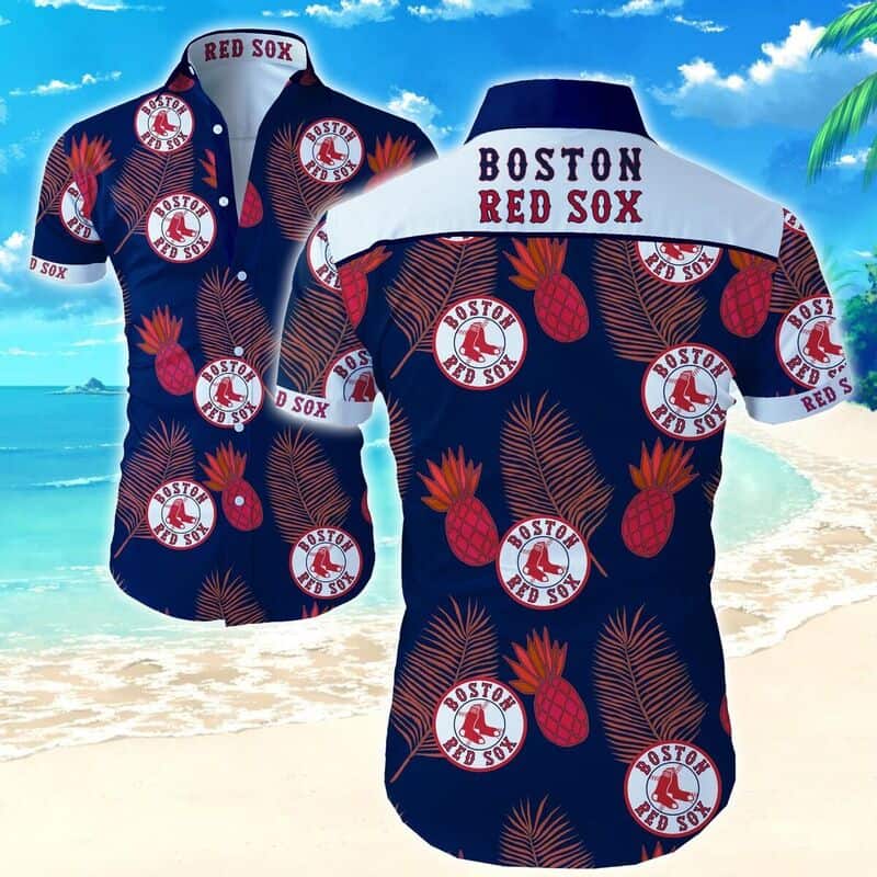 Boston Red Sox Hawaiian Shirt Palm Leaves Pineapple Pattern All Over Print