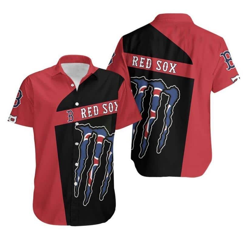 Monster Energy Boston Red Sox Hawaiian Shirt Beach Gift For Baseball Fans