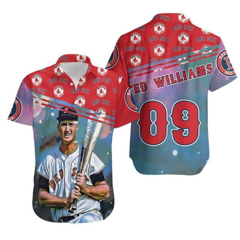 09 Ted Williams Boston Red Sox Hawaiian Shirt Baseball Fans Gift