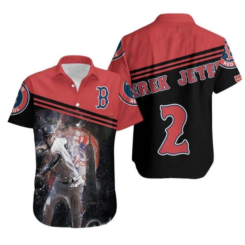 Derek Jeter 2 Boston Red Sox Hawaiian Shirt Baseball Fans Gift