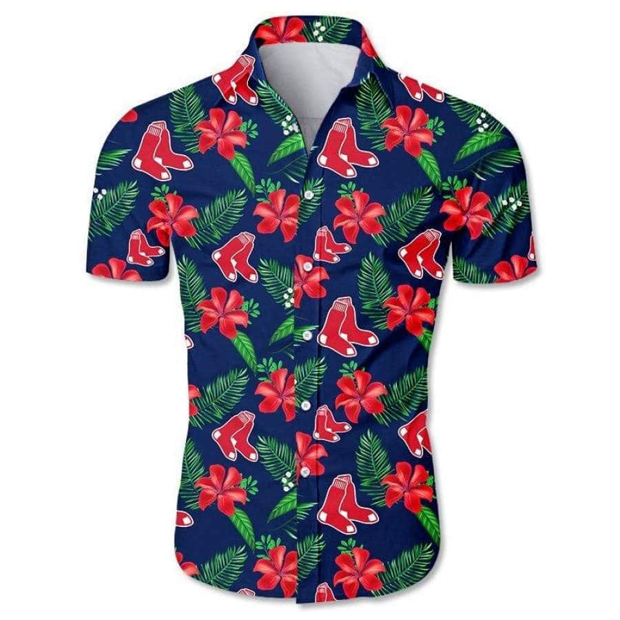 Boston Red Sox Hawaiian Shirt Tropical Flower Pattern Best Beach Gift