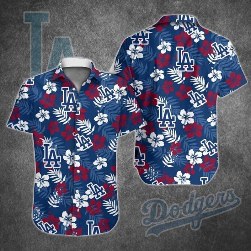 Los Angeles Dodgers Hawaiian Shirt Hibiscus Flower Pattern All Over Print