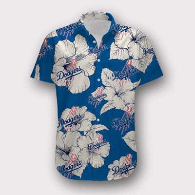 Los Angeles Dodgers Hawaiian Shirt White Hibiscus Flower Beach Vacation Gift