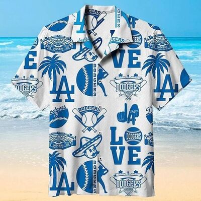 White Aloha Los Angeles Dodgers Hawaiian Shirt Gift For Sport Fans