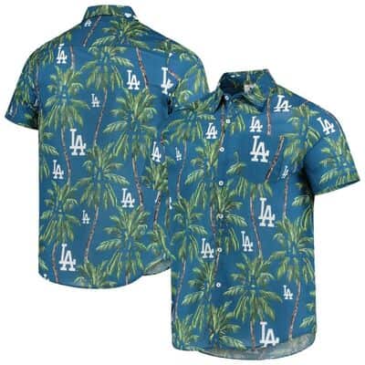Vintage Los Angeles Dodgers Hawaiian Shirt Palm Trees Pattern All Over Print