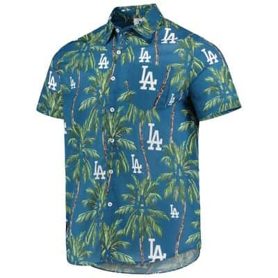 Vintage Los Angeles Dodgers Hawaiian Shirt Palm Trees Pattern All Over Print