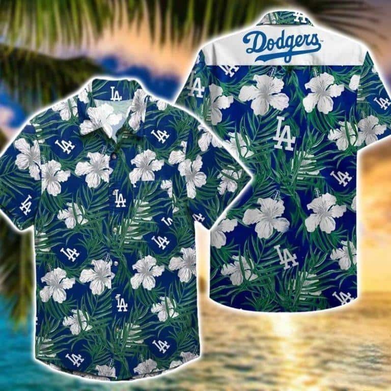 Los Angeles Dodgers Hawaiian Shirt Hibiscus Pattern Practical Beach Gift