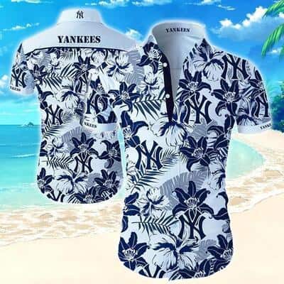 New York Yankees Hawaiian Shirt Tropical Flower Pattern Summer Beach Gift