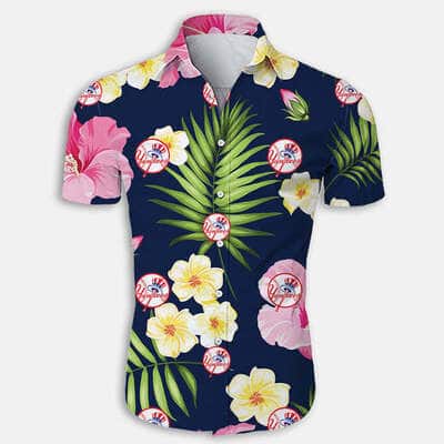 New York Yankees Hawaiian Shirt Tropical Flower Pattern Baseball Fans Gift