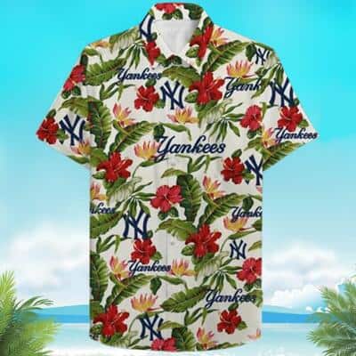 Baseball New York Yankees Hawaiian Shirt Tropical Flower Pattern Beach Lovers Gift