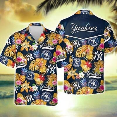 MLB New York Yankees Hawaiian Shirt Tropical Flower Pattern Summer Beach Gift
