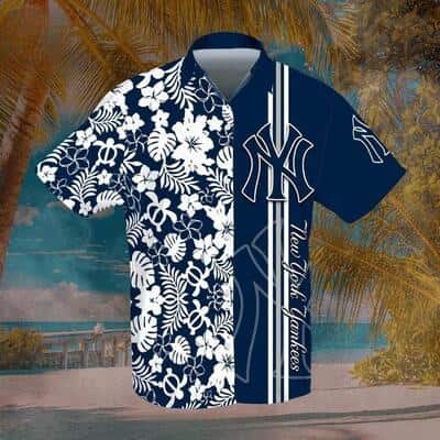 Navy Aloha New York Yankees Hawaiian Shirt Summer Holiday Gift