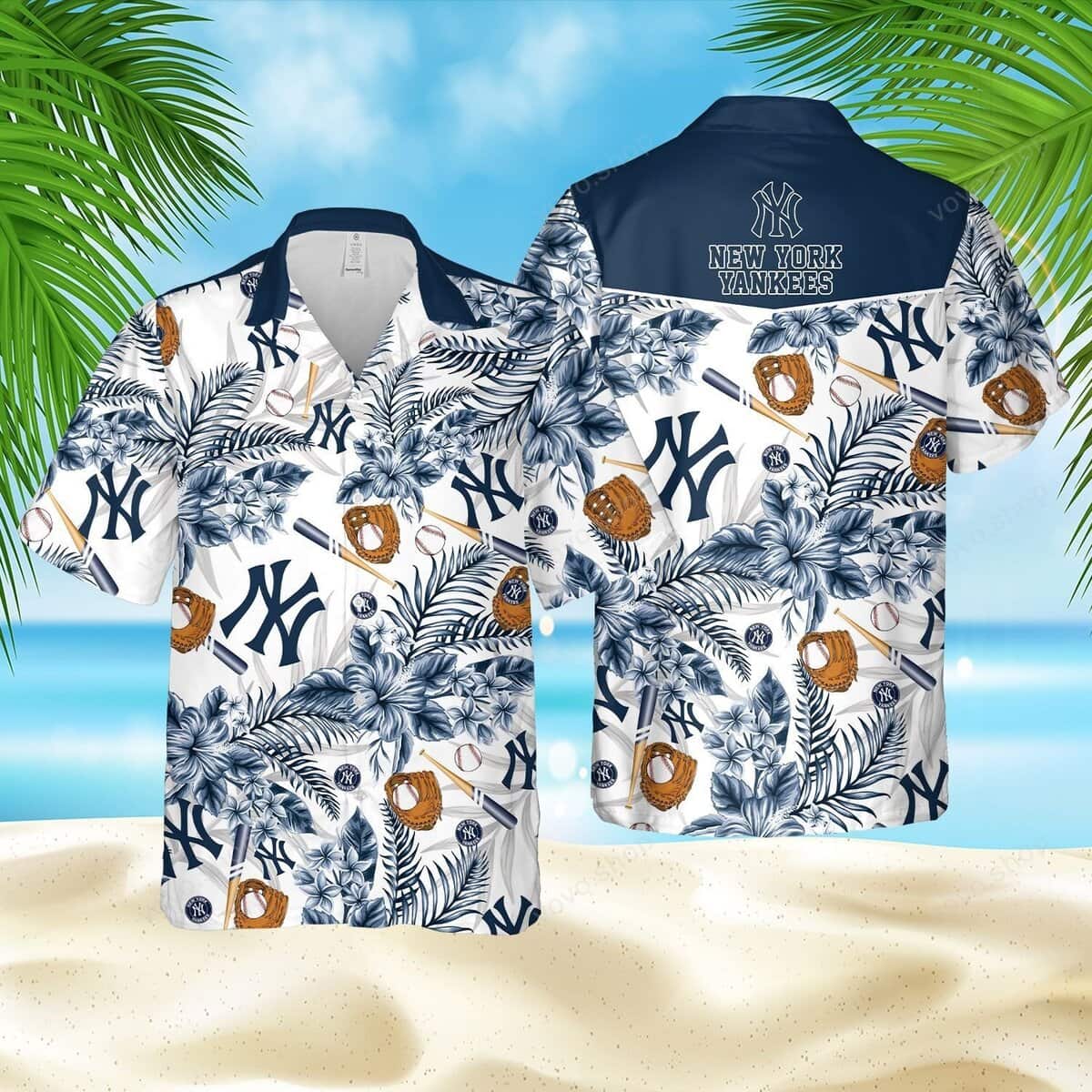 New York Yankees Hawaiian Shirt Tropical Flower Pattern Gift For Beach Trip