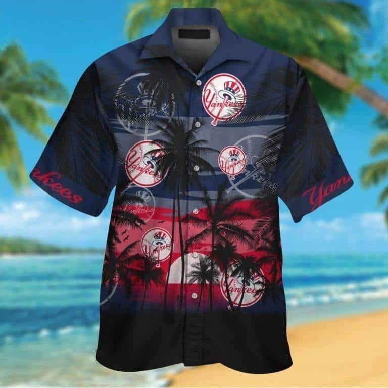 Vintage New York Yankees Hawaiian Shirt Coconut Tree