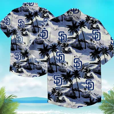 Vintage San Diego Padres Hawaiian Shirt Coconut Tree Beach Vacation Gift