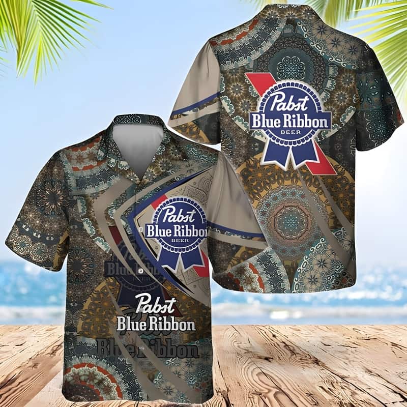 Pabst Blue Ribbon Hawaiian Shirt Boho Mandala Beer Lovers Gift