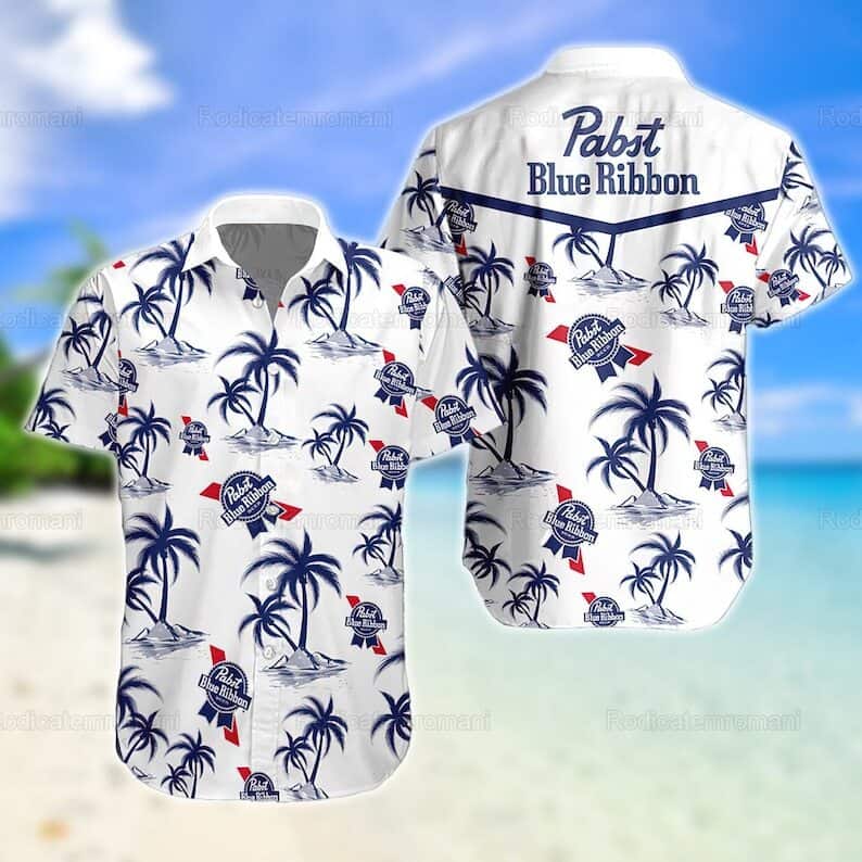 Pabst Blue Ribbon Hawaiian Shirt Island Pattern Beer Lovers Gift