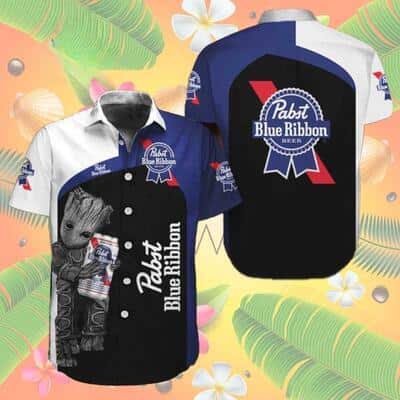 Baby Groot Loves Pabst Blue Ribbon Beer Hawaiian Shirt