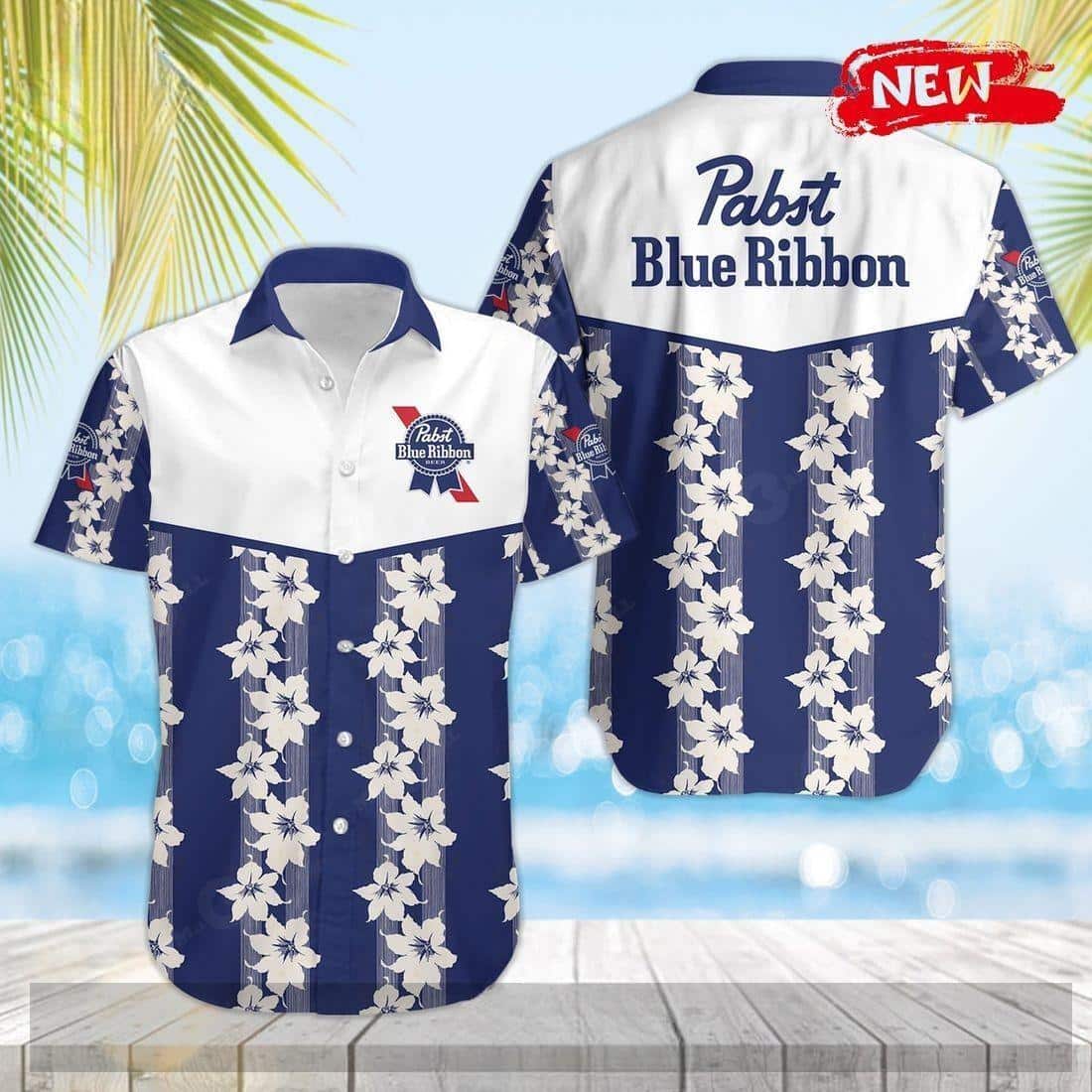 Pabst Blue Ribbon Beer Hawaiian Shirt Summer Vacation Gift