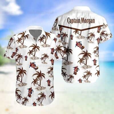 White Aloha Captain Morgan Hawaiian Shirt Beach Gift For Friend