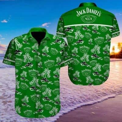 Green Aloha Jack Daniels Hawaiian Shirt Island Pattern Practical Beach Gift
