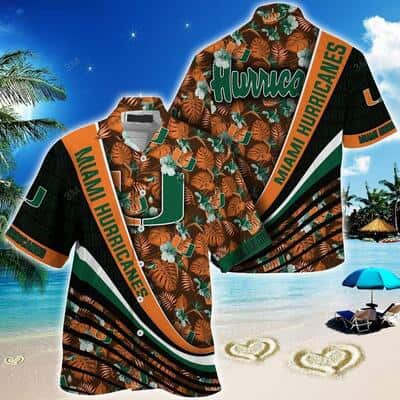 Miami Hurricanes Hawaiian Shirt Palm Leaves Pattern Practical Beach Gift