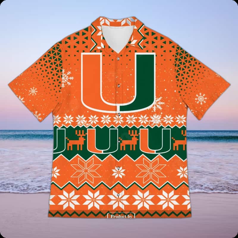 Miami Hurricanes Hawaiian Shirt Christmas Gift For Football Fans