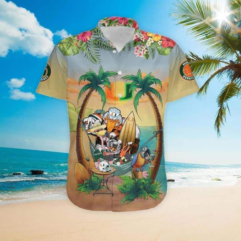 Miami Hurricanes Hawaiian Shirt Tropical Parrot Beach Vacation Gift