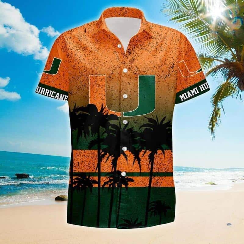 NCAA Miami Hurricanes Hawaiian Shirt Coconut Tree Pattern