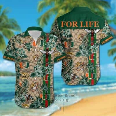 NCAA Miami Hurricanes Hawaiian Shirt Gucci Parody Tropical Flower Pattern