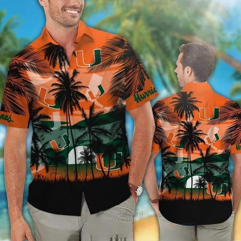 Miami Hurricanes Hawaiian Shirt Coconut Tree Gift For Beach Trip