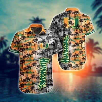 NCAA Miami Hurricanes Hawaiian Shirt Coconut Tree Pattern All Over Print