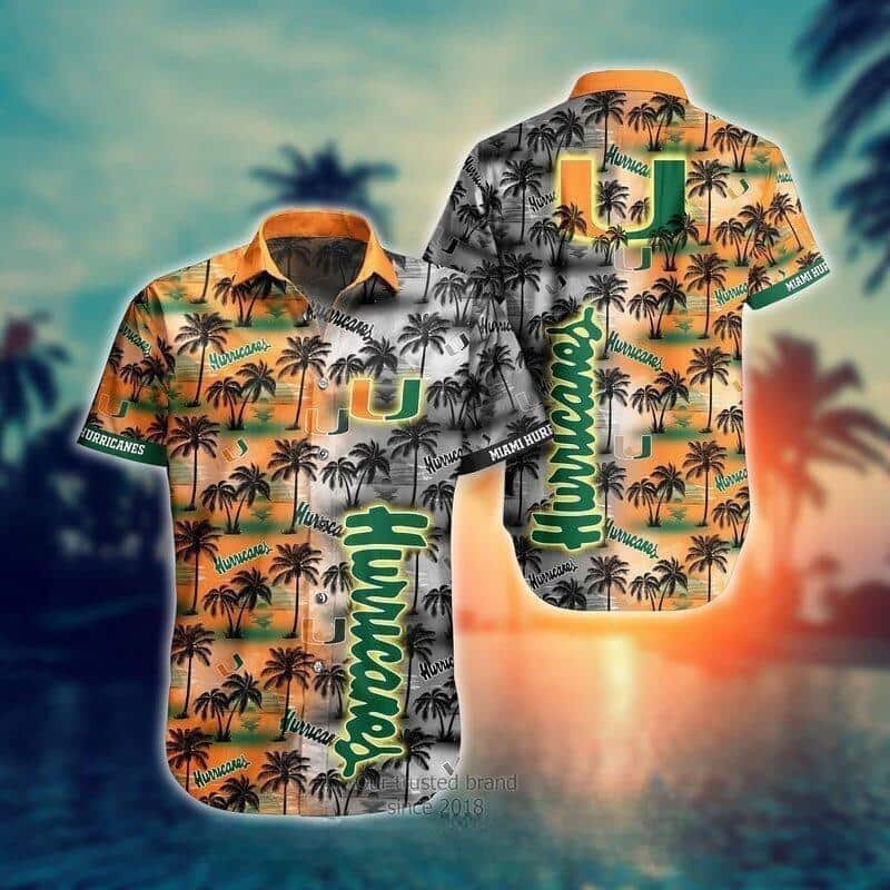 NCAA Miami Hurricanes Hawaiian Shirt Coconut Tree Pattern All Over Print