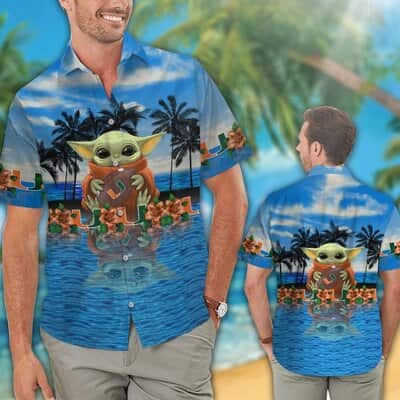 Baby Yoda Star Wars Loves Miami Hurricanes Hawaiian Shirt Summer Beach Gift
