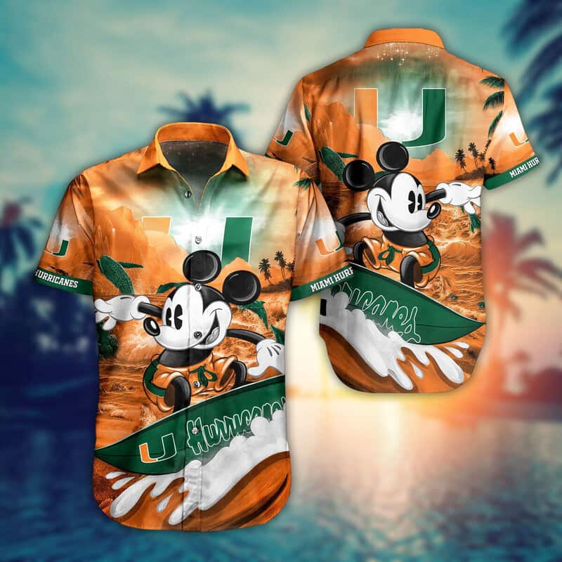 Mickey Mouse Disney Miami Hurricanes Hawaiian Shirt Practical Beach Gift