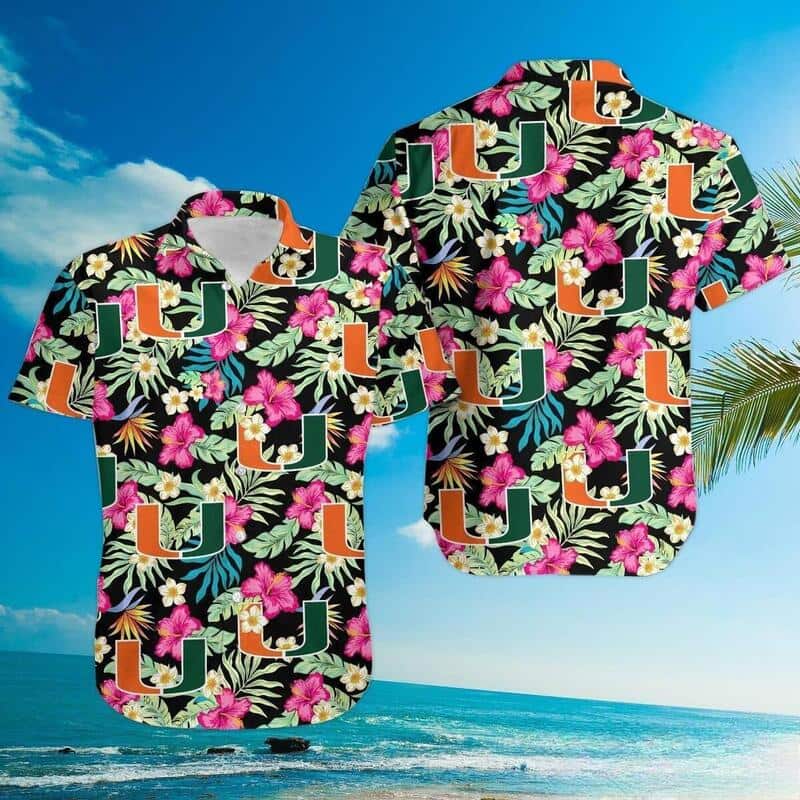 Miami Hurricanes Hawaiian Shirt Hibiscus Pattern Summer Beach Gift