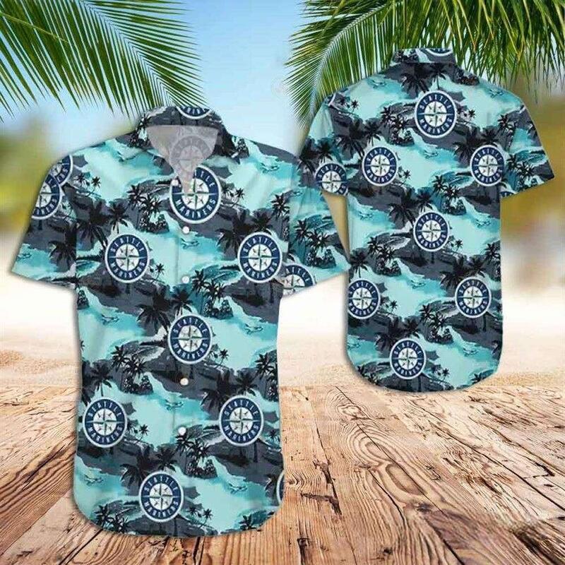 Seattle Mariners Hawaiian Shirt Island Pattern Practical Beach Gift