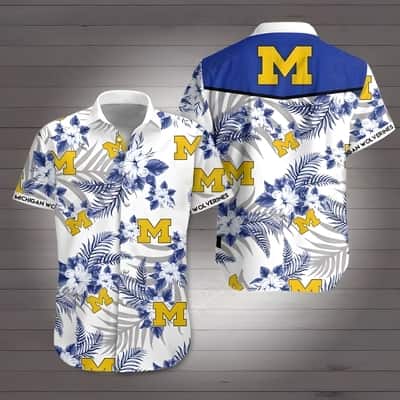 Michigan Wolverines Hawaiian Shirt Tropical Flower Pattern Beach Gift For Sport Fans