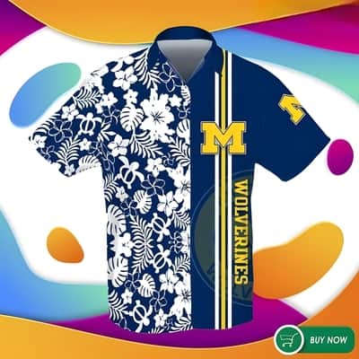 Michigan Wolverines Hawaiian Shirt Tropical Flower Pattern Trendy Summer Gift