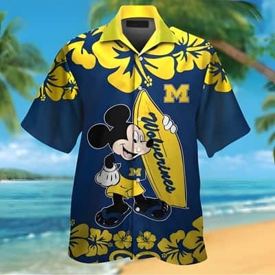 Michigan Wolverines Hawaiian Shirt Disney Mickey Mouse Practical Beach Gift