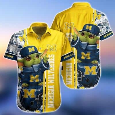 Baby Yoda Star Wars Michigan Wolverines Hawaiian Shirt Summer Beach Gift