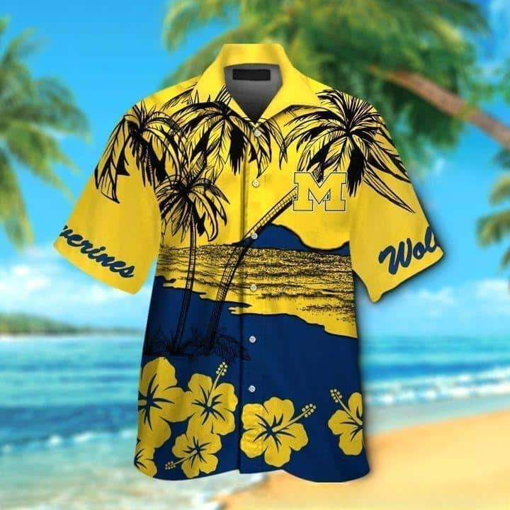 NCAA Michigan Wolverines Hawaiian Shirt Summer Beach Gift –