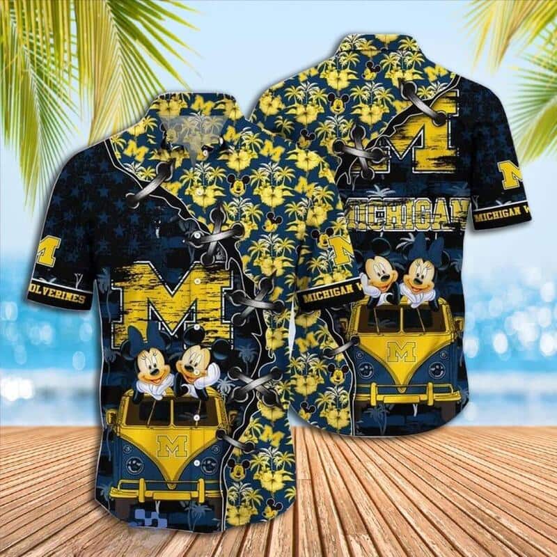 Disney Mickey Mouse Michigan Wolverines Hawaiian Shirt Cool Gift For Beach Lovers