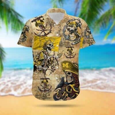 Michigan Wolverines Hawaiian Shirt Pirates Skull Sport Gift For Dad