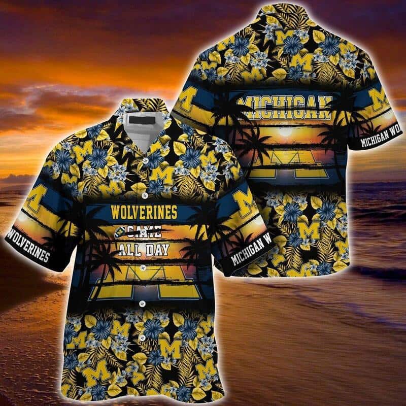 Michigan Wolverines Hawaiian Shirt Came All Day Flora Pattern Beach Gift