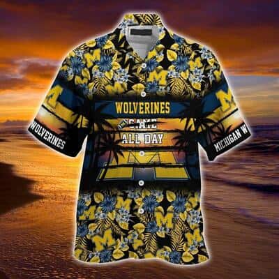 Michigan Wolverines Hawaiian Shirt Came All Day Flora Pattern Beach Gift